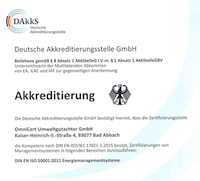 Akkreditierungsurkunde der DAkkS für OmniCert Umweltgutachter GmbH