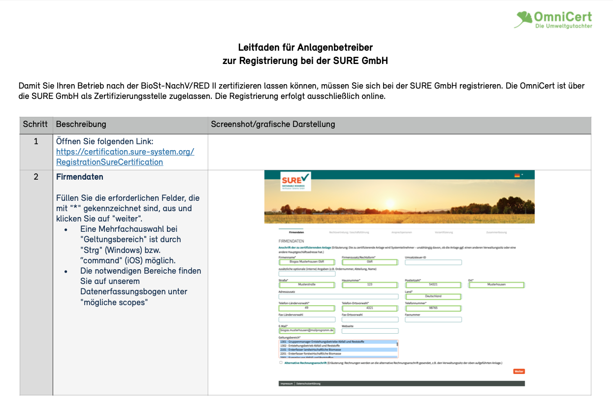 Schritt-fuer-Schritt Anleitung für die Registrierung bei der SURE