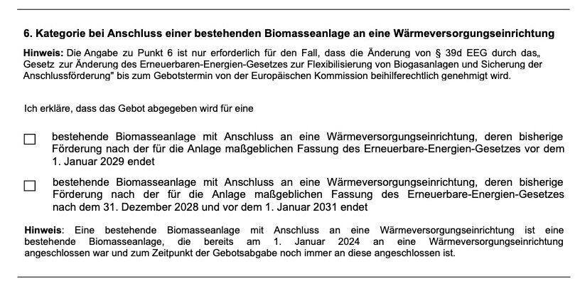 Biomasseausschreibung 1. Oktober 2025